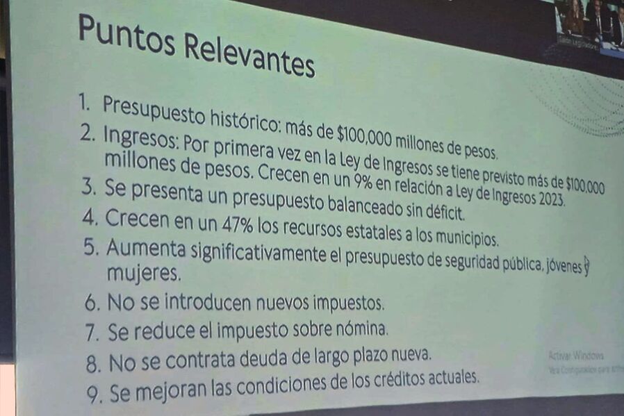 Temas abordados durante la comparecensia de José de Jesús Granillo ante los diputados del Congreso del Estado. 